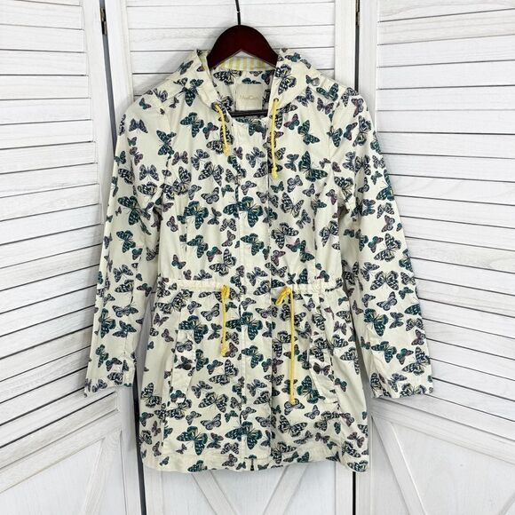 ModCloth In With Whimsical Butterfly Print Anorak Utility Jacket Cream Small - Picture 8 of 13